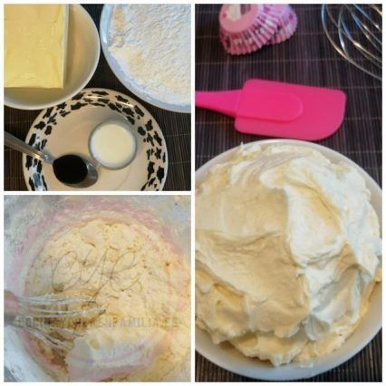 Mantequilla, azúcar, esencia, leche, buttercream