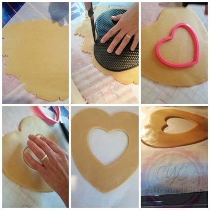 Cortando masa en forma de corazón