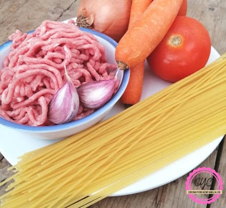ingredientes de espagueti boloñesa