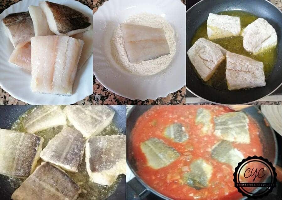 paso a paso Bacalao con tomate receta andaluza