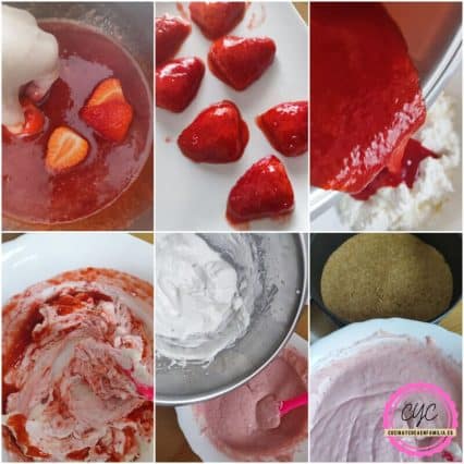 paso a paso para hacer el relleno de la tarta de fresa 