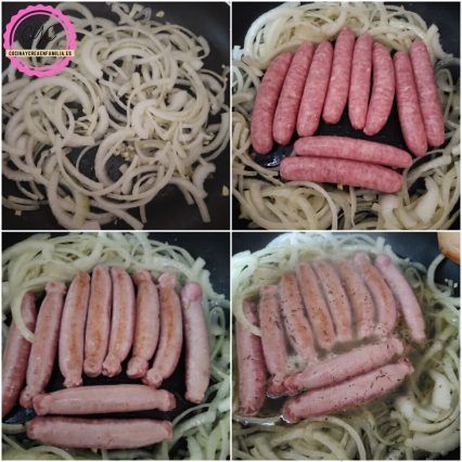 paso a paso de la receta de salchichas en salsa de cebolla