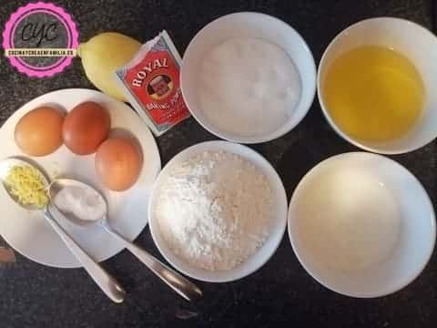ingredientes para el bizcocho de limon glaseado