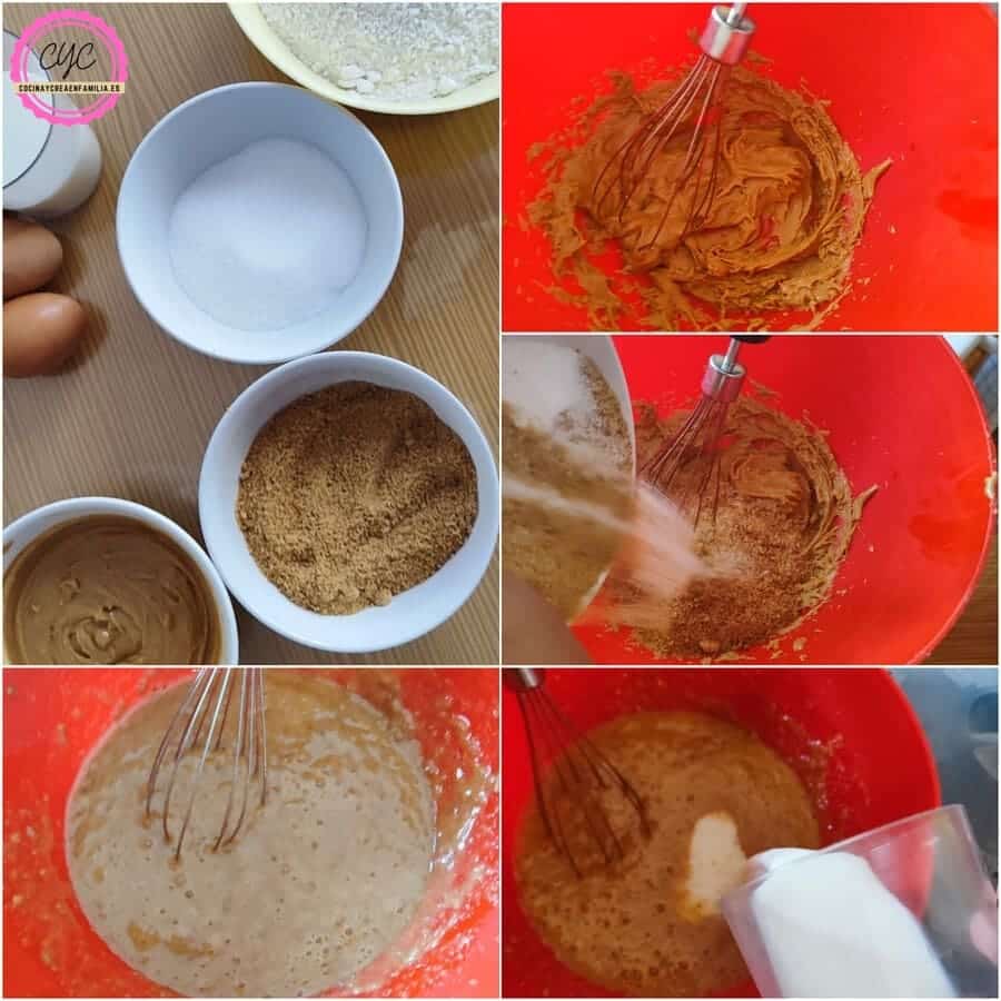 paso a paso de la receta de bizcocho de crema de cacahuete