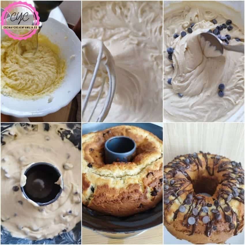 paso a paso para hacer el bizcocho con pepitas de chocolate