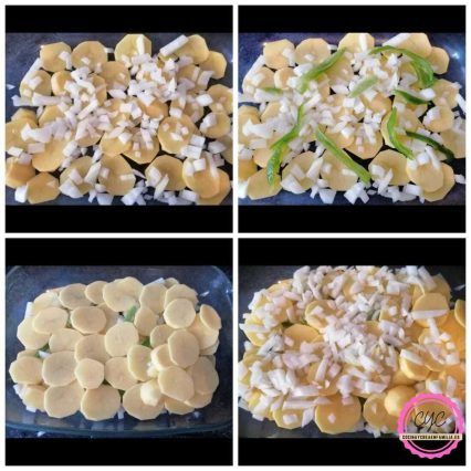 Rodajas de patatas y cebolla